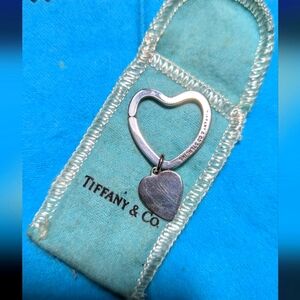 Tiffany Sterling Silver Key Ring with Blank Silver Heart Charm